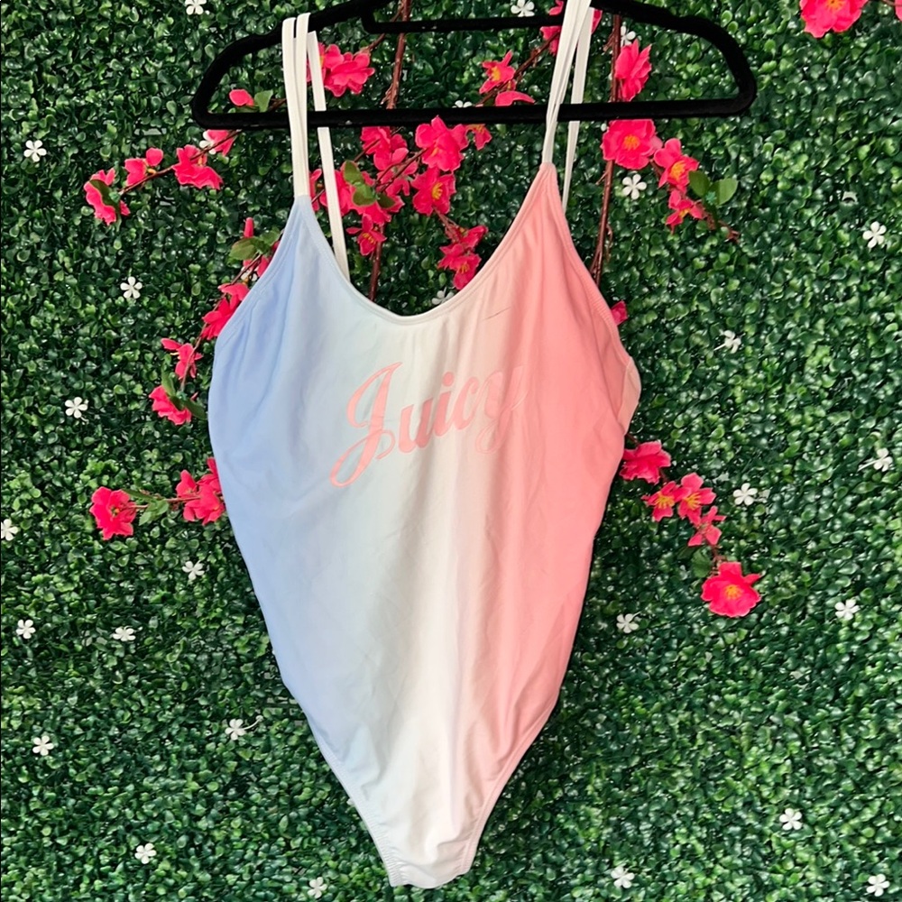 Juicy Couture Pink and Blue Bodysuit Swimwear